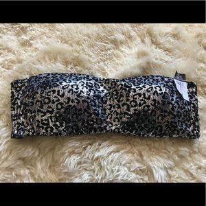 Rue21 NWT Sequin Silver/Black Bustier/Bralette szL